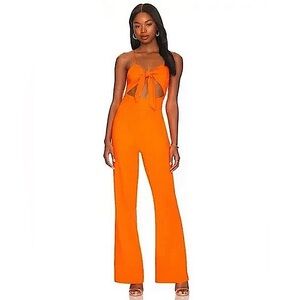 REVOLVE LITA by Ciara Tie Front Jumpsuit Cherry Tomato Orange Size XS NWT